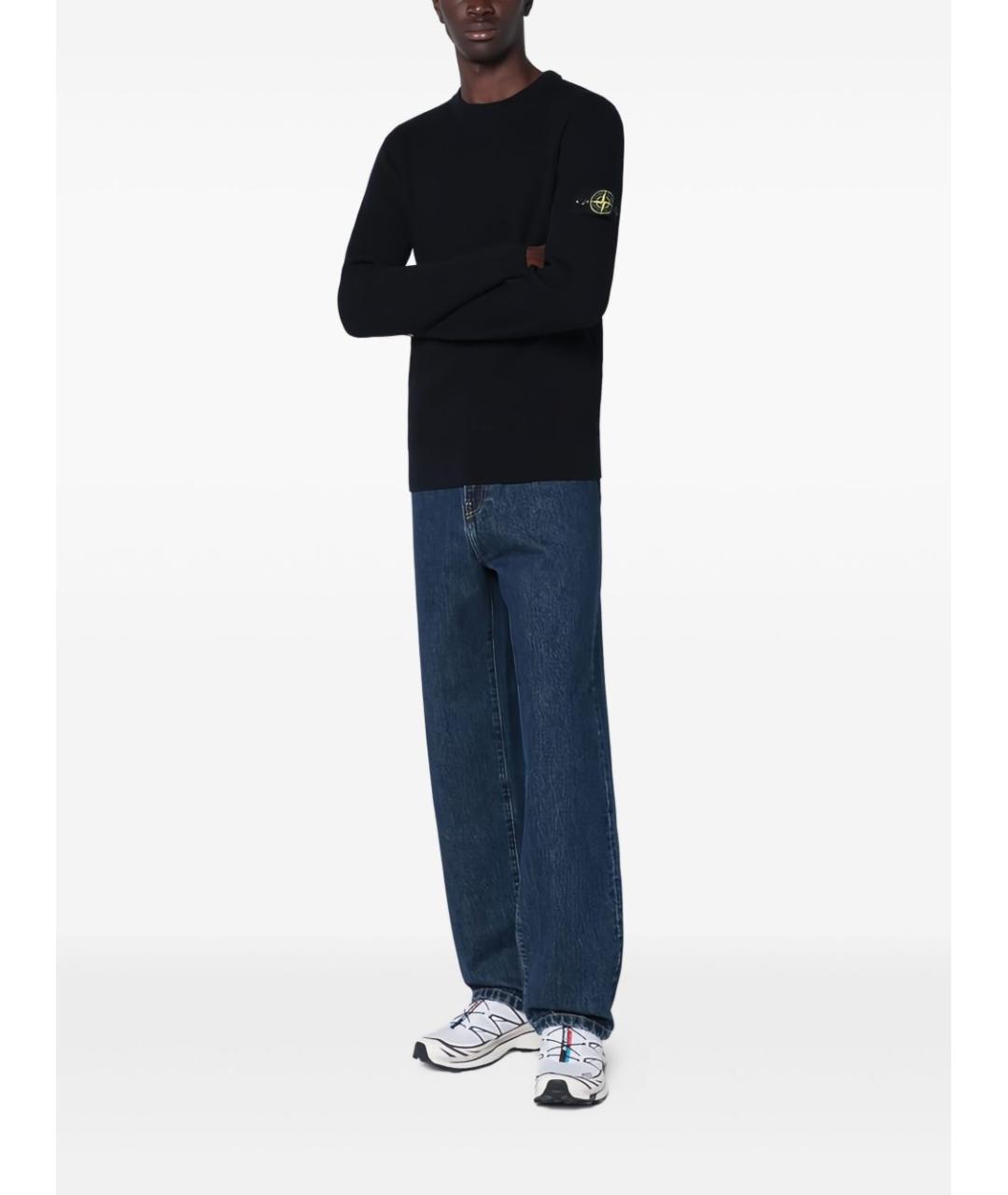 STONE ISLAND Темно-синий шерстяной джемпер / свитер, фото 2