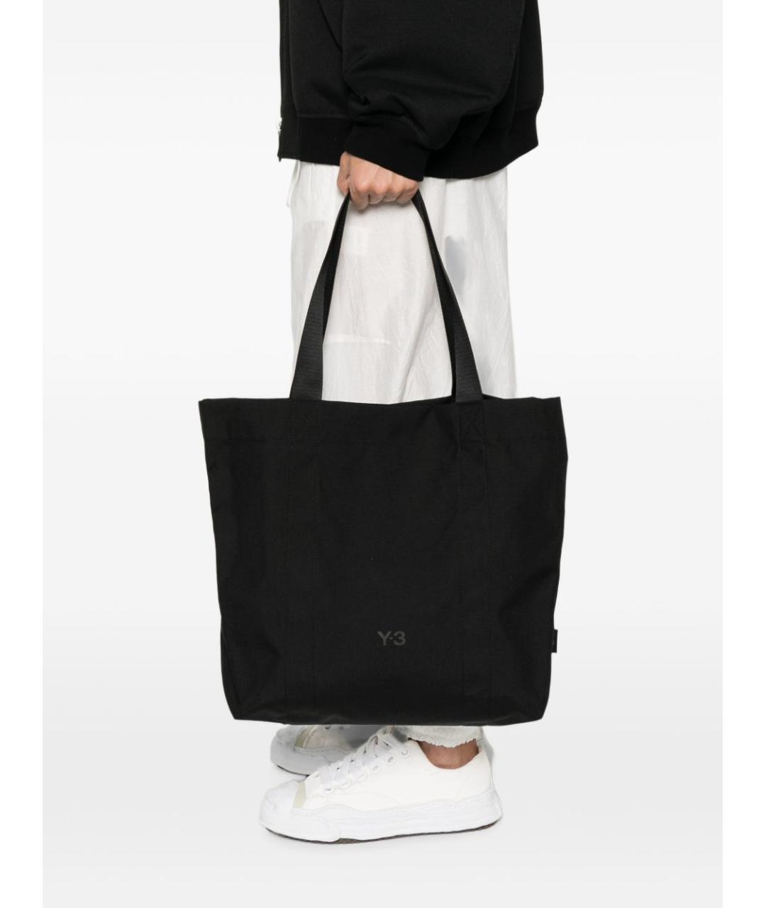Y-3 Черная синтетическая сумка тоут, фото 3