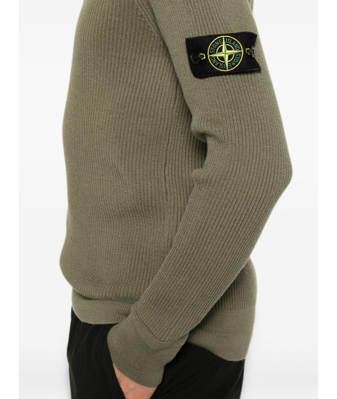 STONE ISLAND Хаки шерстяной джемпер / свитер, фото 3