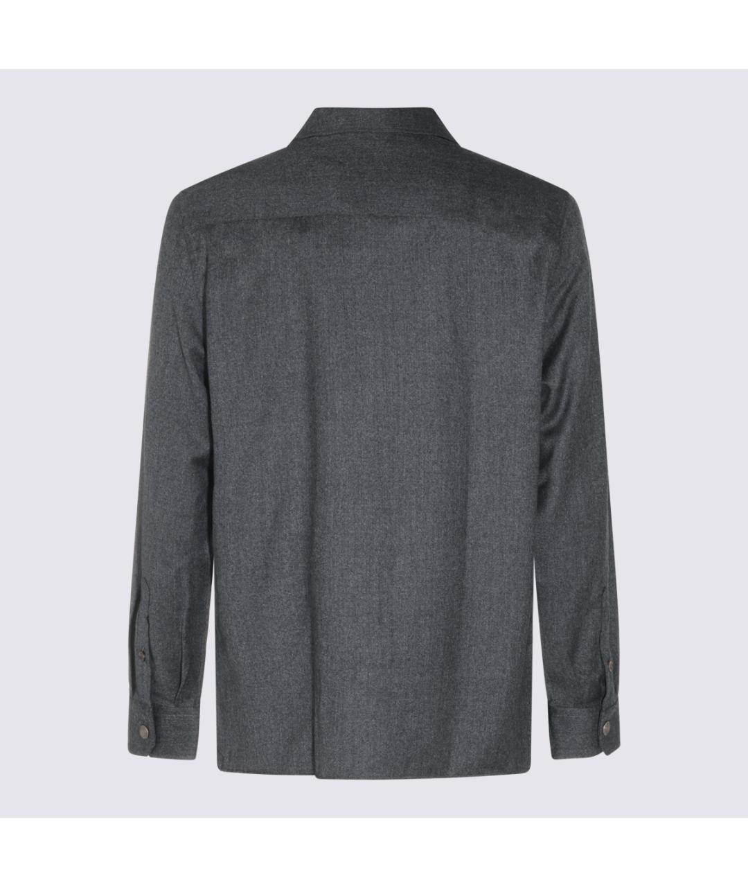 BRUNELLO CUCINELLI Антрацитовая шерстяная кэжуал рубашка, фото 2