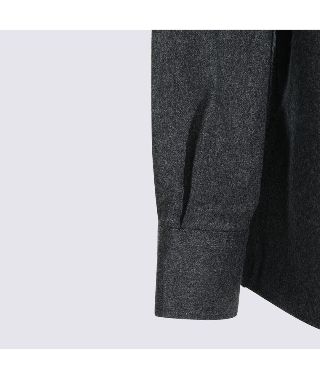 BRUNELLO CUCINELLI Антрацитовая шерстяная кэжуал рубашка, фото 5