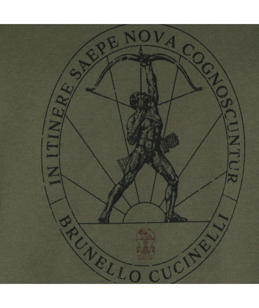 BRUNELLO CUCINELLI Зеленая хлопковая футболка, фото 3