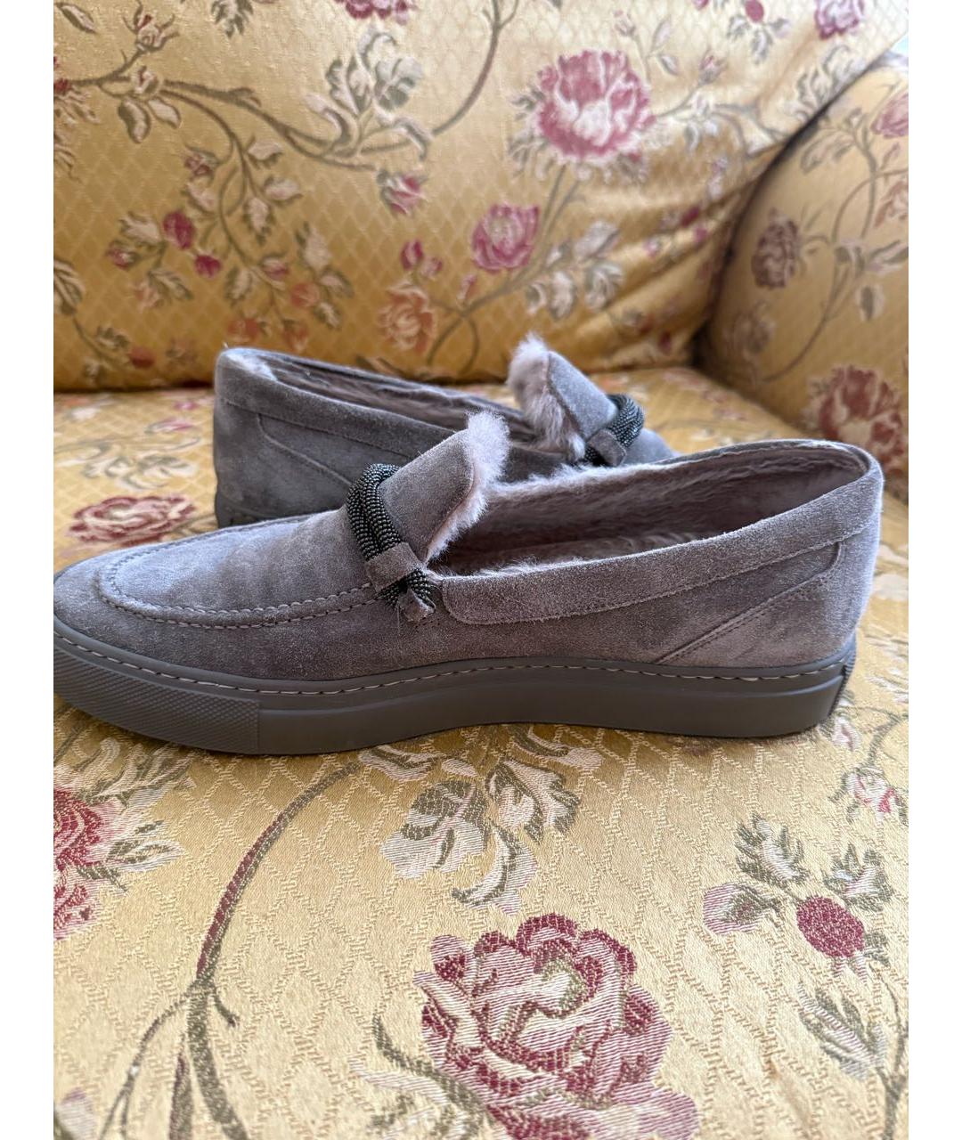 BRUNELLO CUCINELLI Антрацитовые замшевые брогги и оксфорды, фото 3