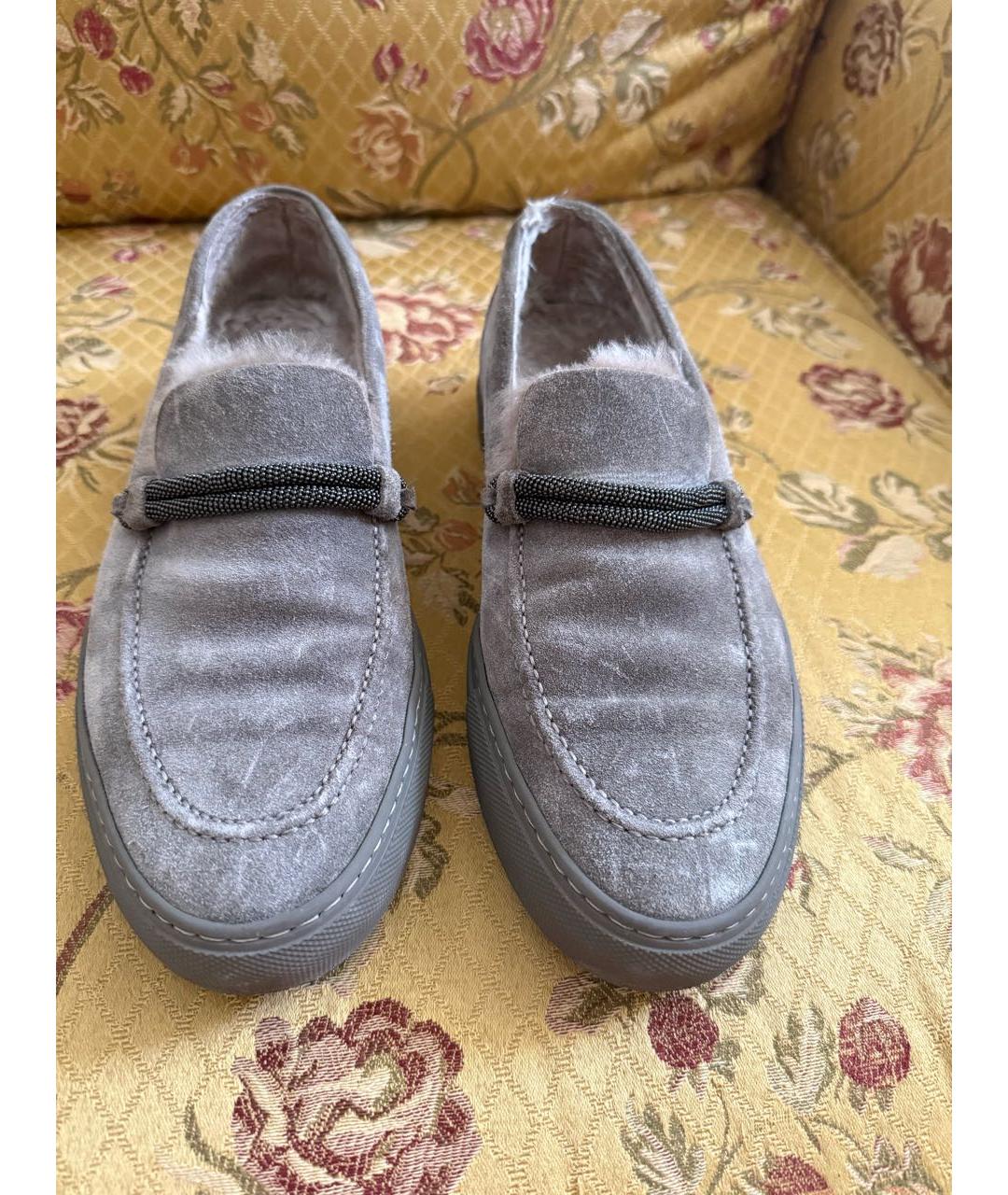 BRUNELLO CUCINELLI Антрацитовые замшевые брогги и оксфорды, фото 2