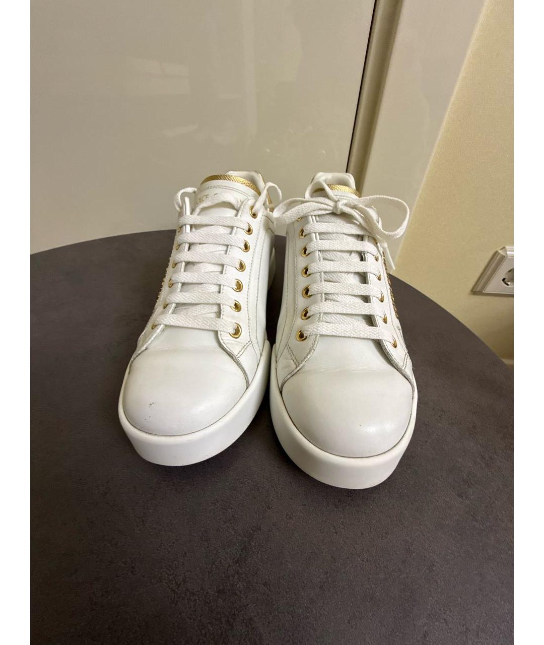 DOLCE&GABBANA Белые кожаные кеды, фото 2