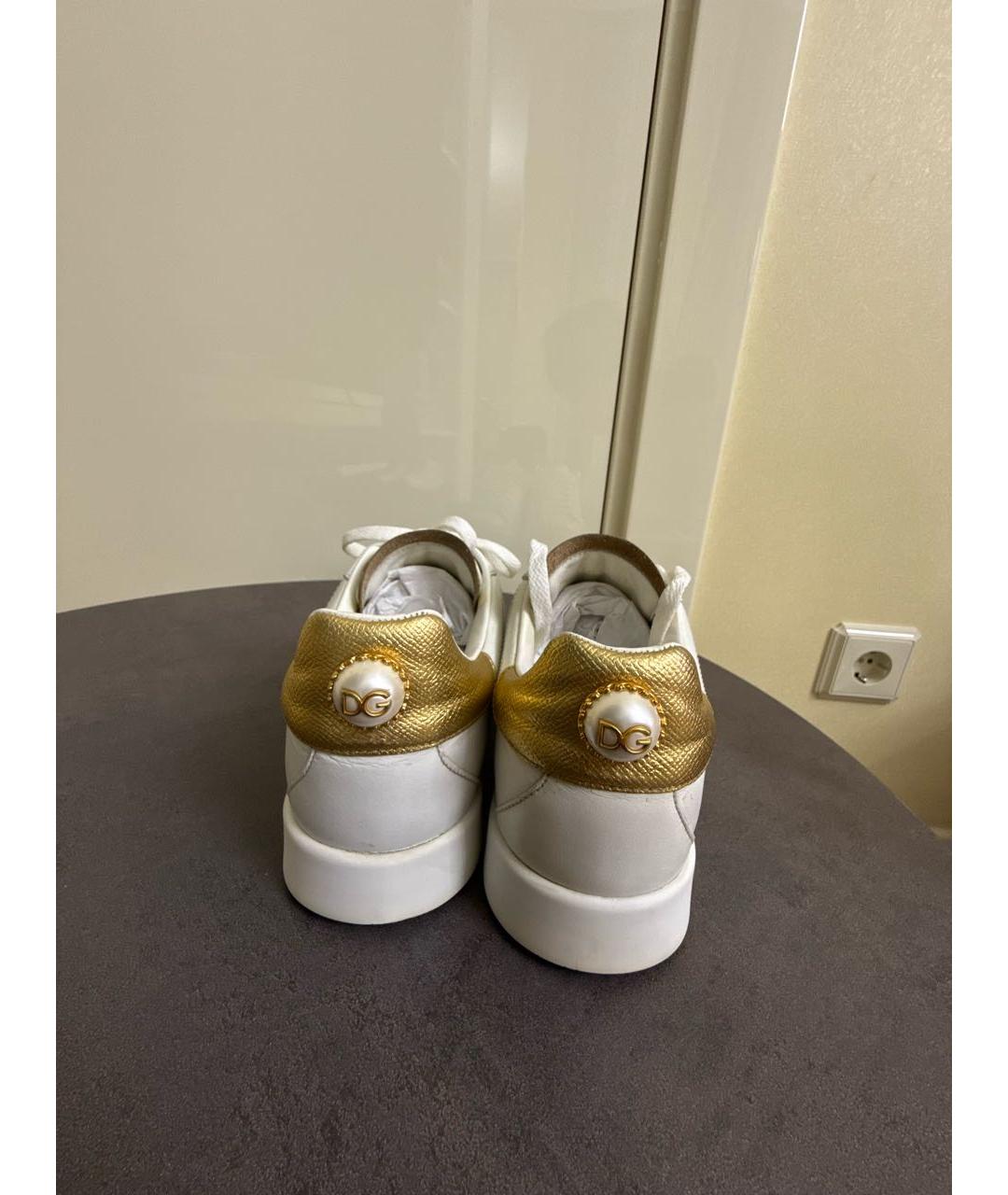 DOLCE&GABBANA Белые кожаные кеды, фото 3