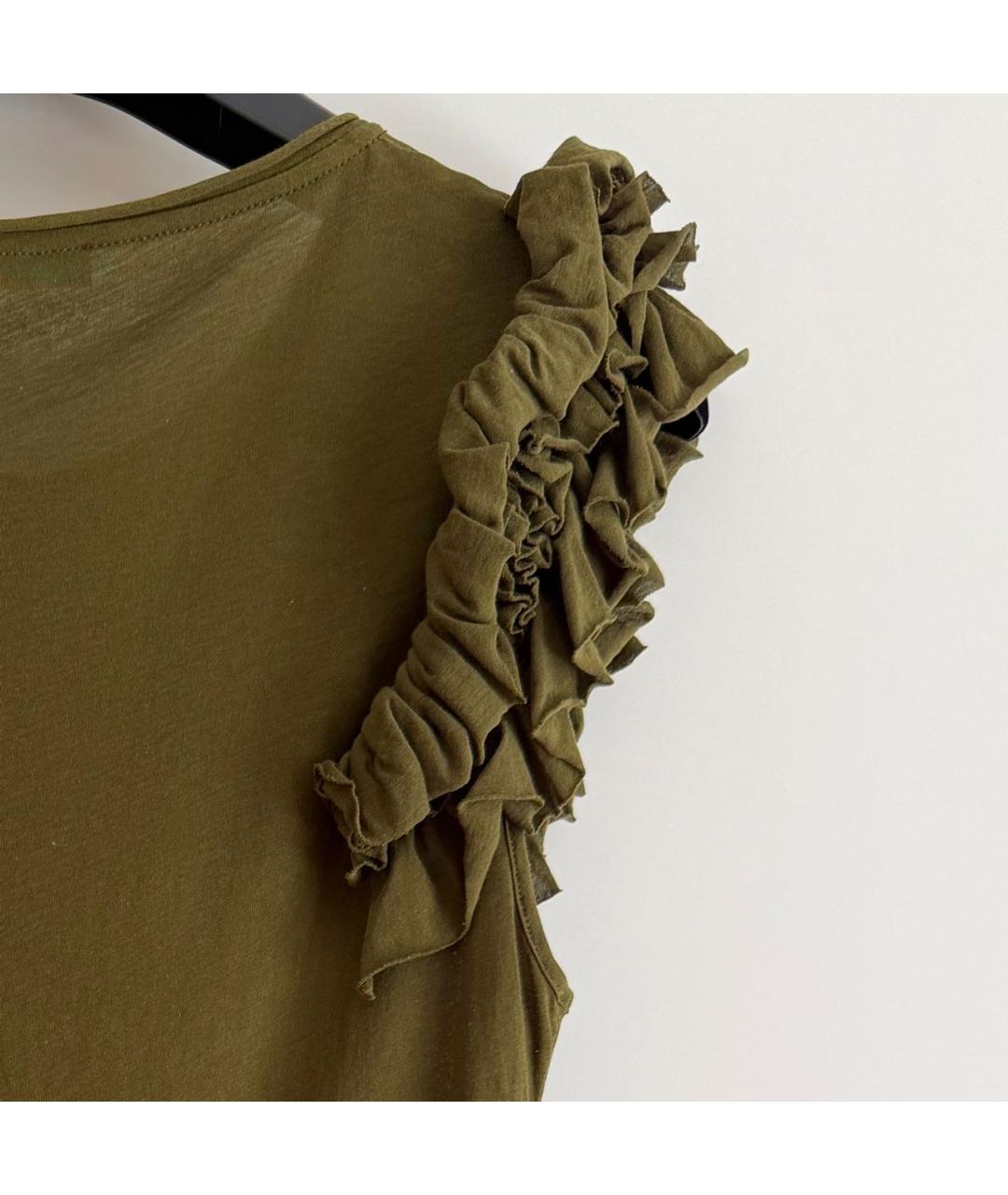 ALEXANDER MCQUEEN Хаки хлопковая футболка, фото 5