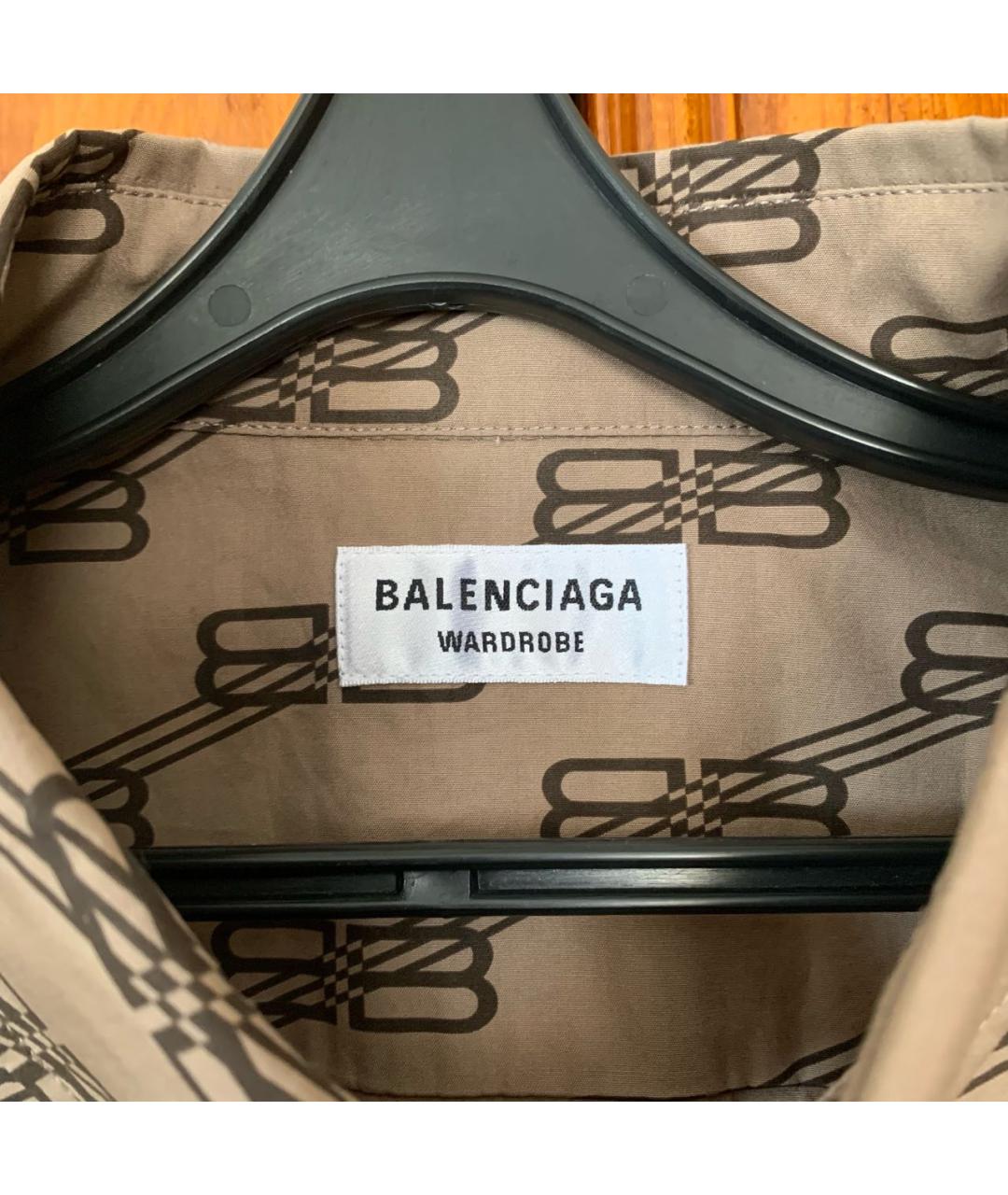 BALENCIAGA Бежевая хлопковая кэжуал рубашка, фото 3