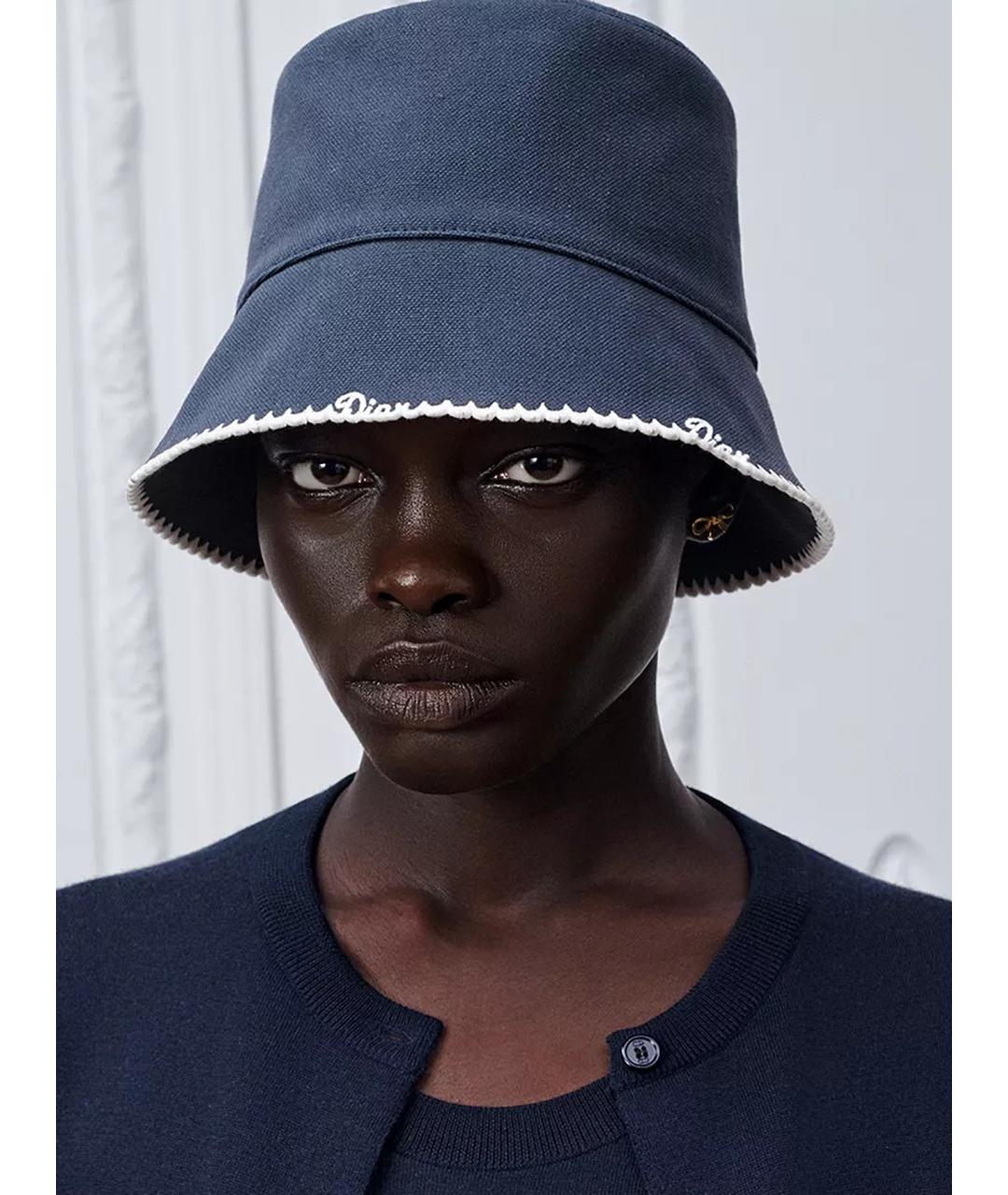 CHRISTIAN DIOR Темно-синяя хлопковая панама, фото 2