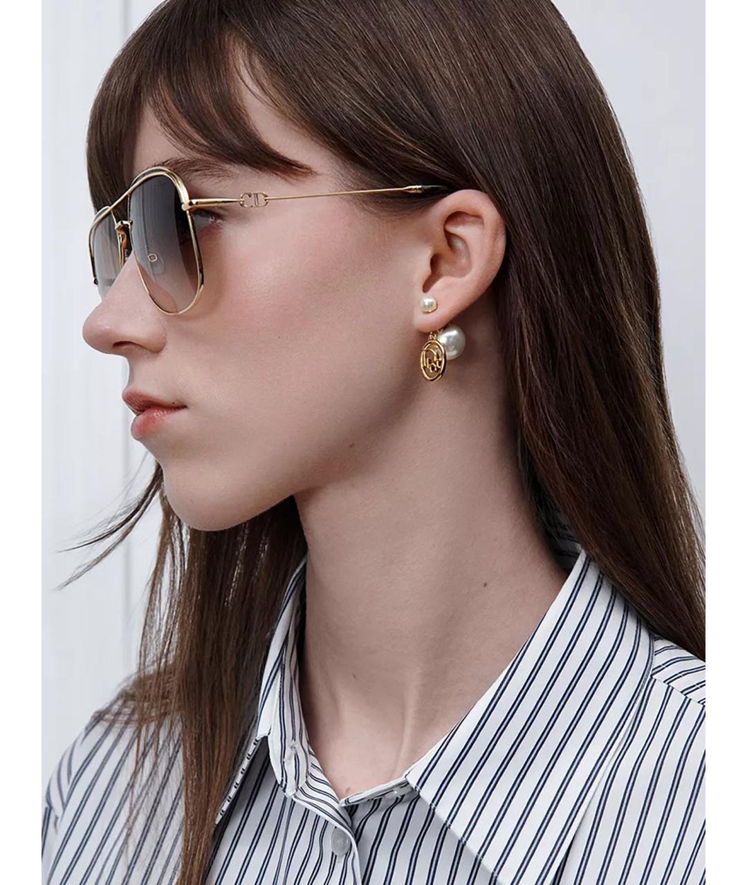 CHRISTIAN DIOR Золотые металлические серьги, фото 2