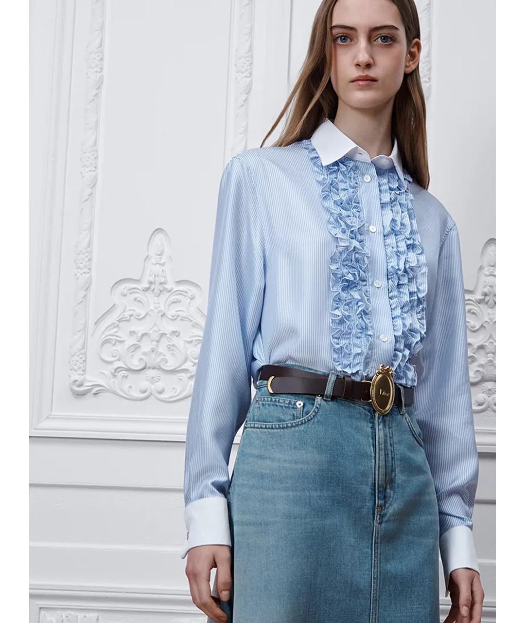 CHRISTIAN DIOR Голубая шелковая рубашка, фото 3