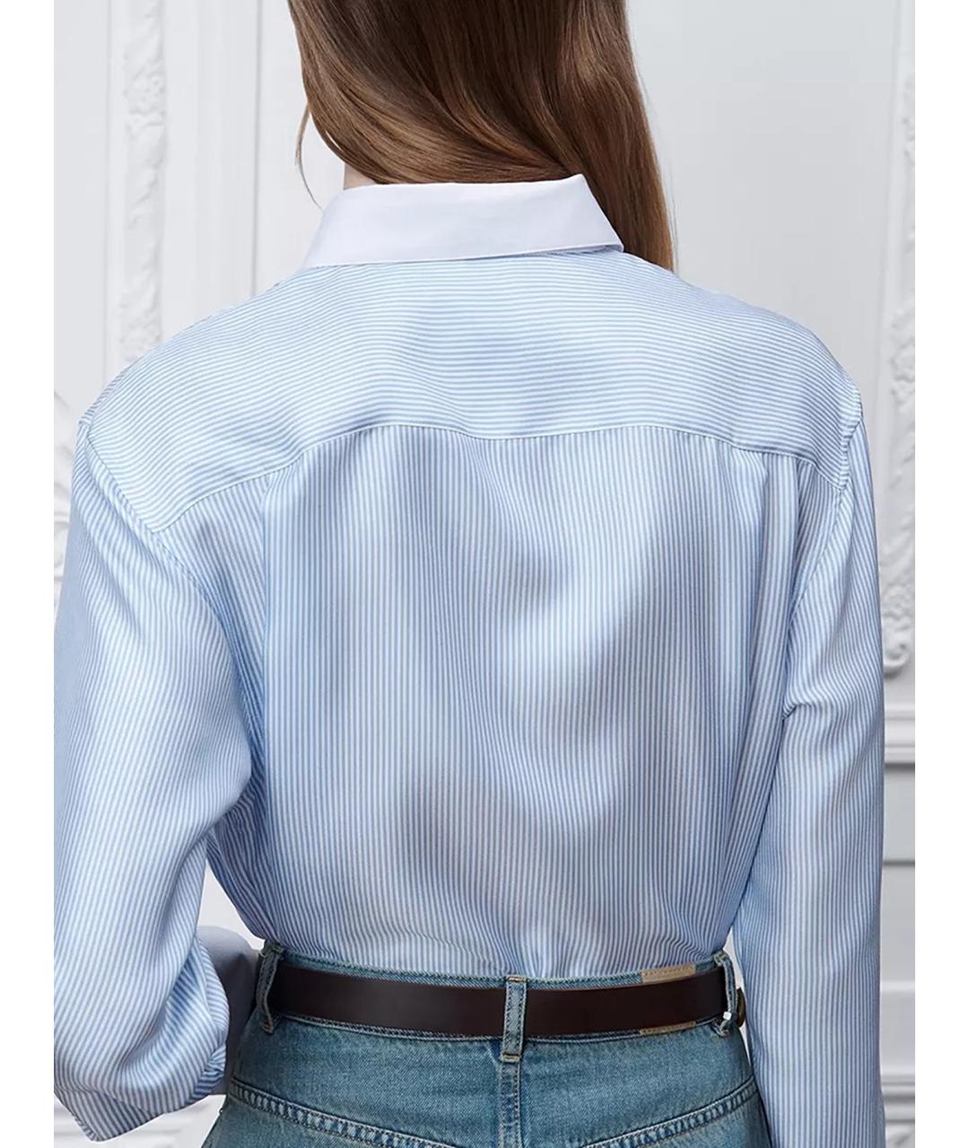CHRISTIAN DIOR Голубая шелковая рубашка, фото 4