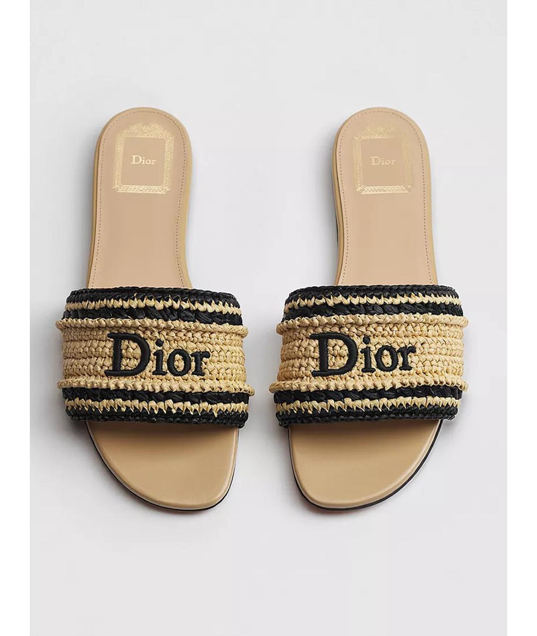 CHRISTIAN DIOR Бежевые шлепанцы, фото 2