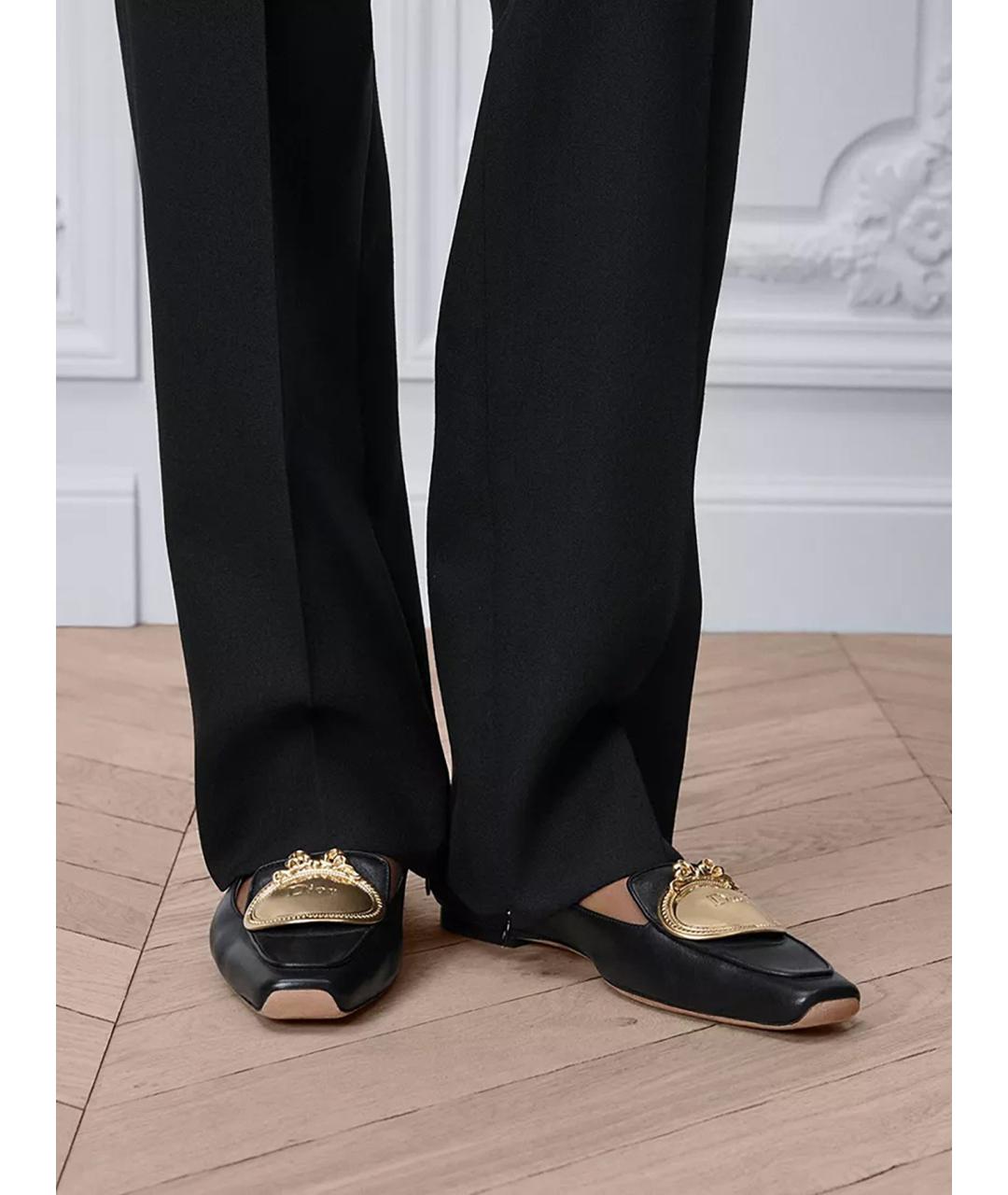 CHRISTIAN DIOR Черные кожаные лоферы, фото 3