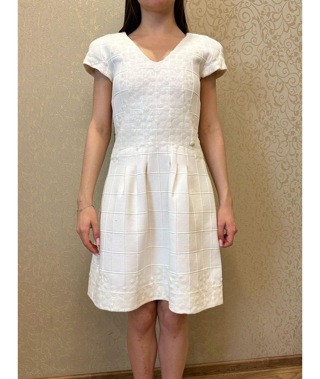 CHANEL Белое хлопковое коктейльное платье, фото 5