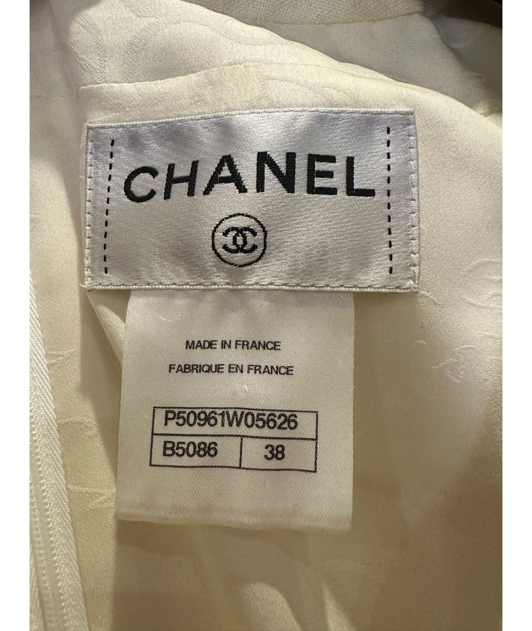 CHANEL Белое хлопковое коктейльное платье, фото 3