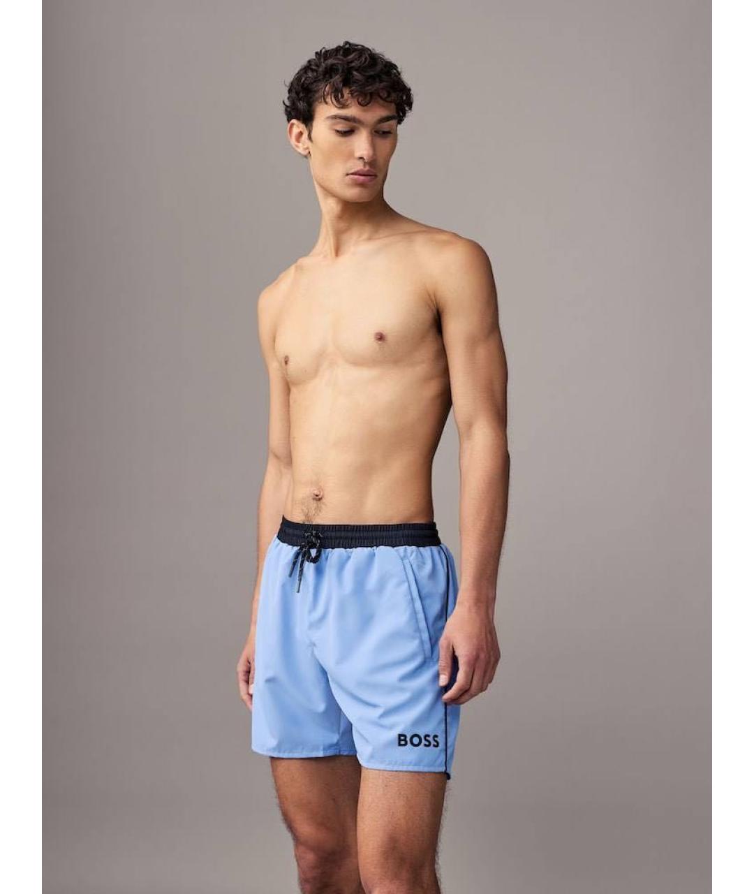 HUGO BOSS Синие полиэстеровые шорты, фото 3