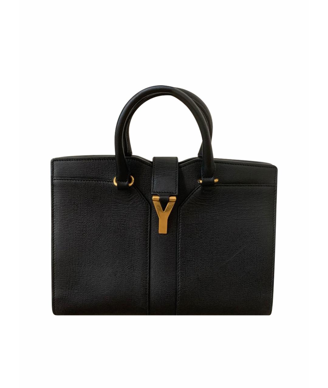 SAINT LAURENT Черная кожаная сумка тоут, фото 1
