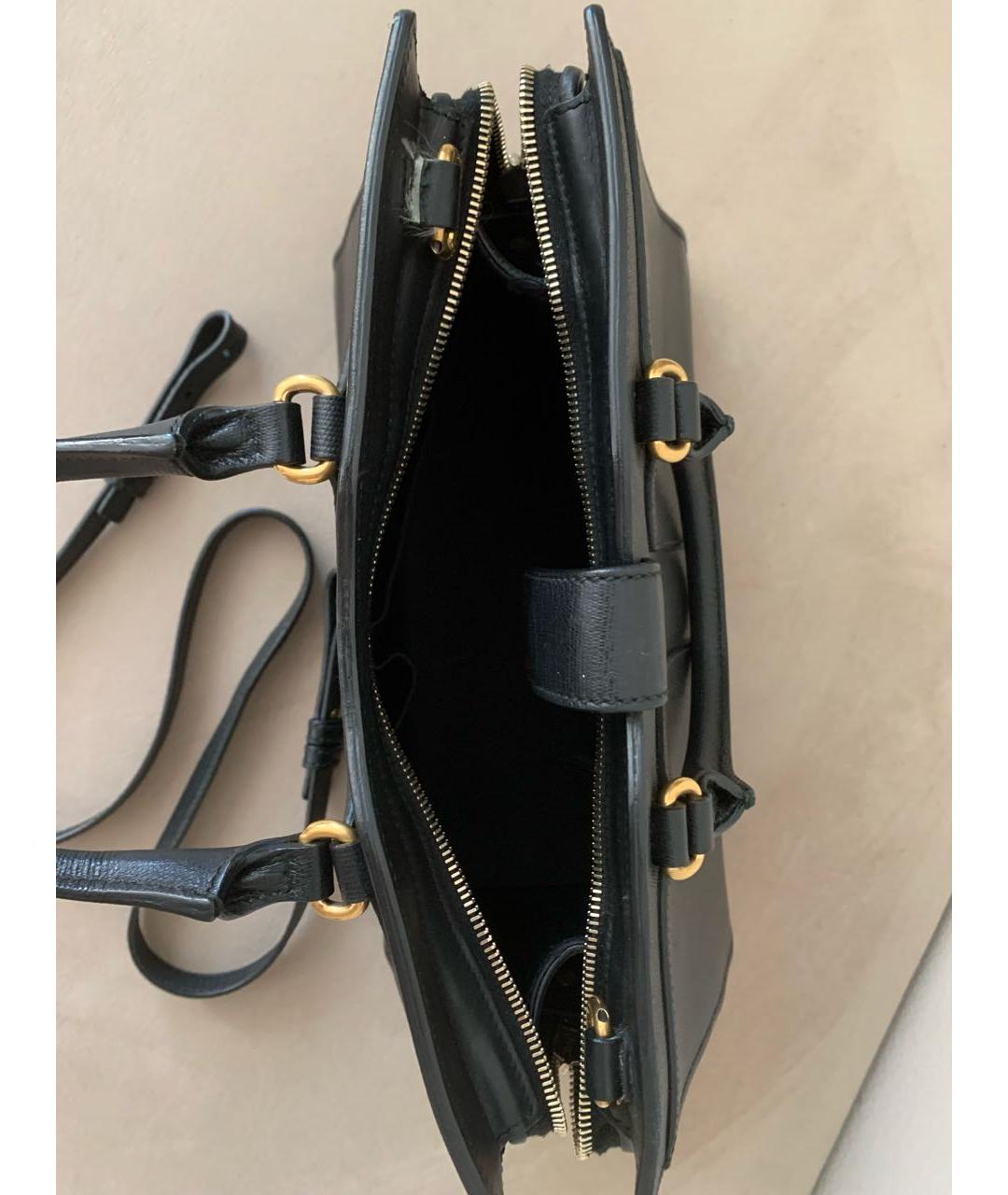 SAINT LAURENT Черная кожаная сумка тоут, фото 3