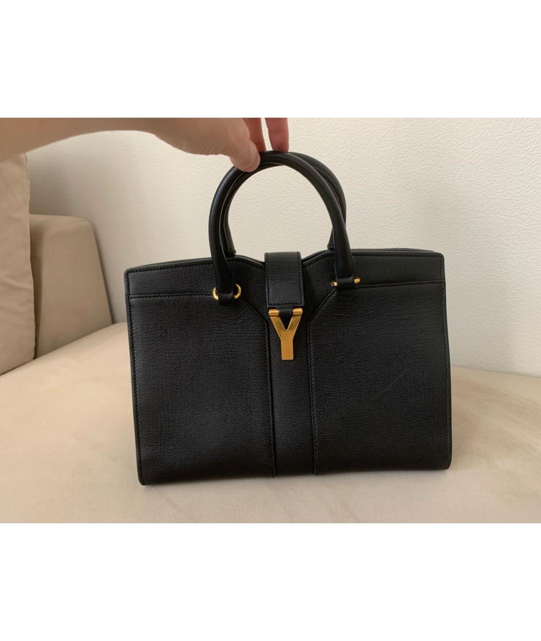 SAINT LAURENT Черная кожаная сумка тоут, фото 8