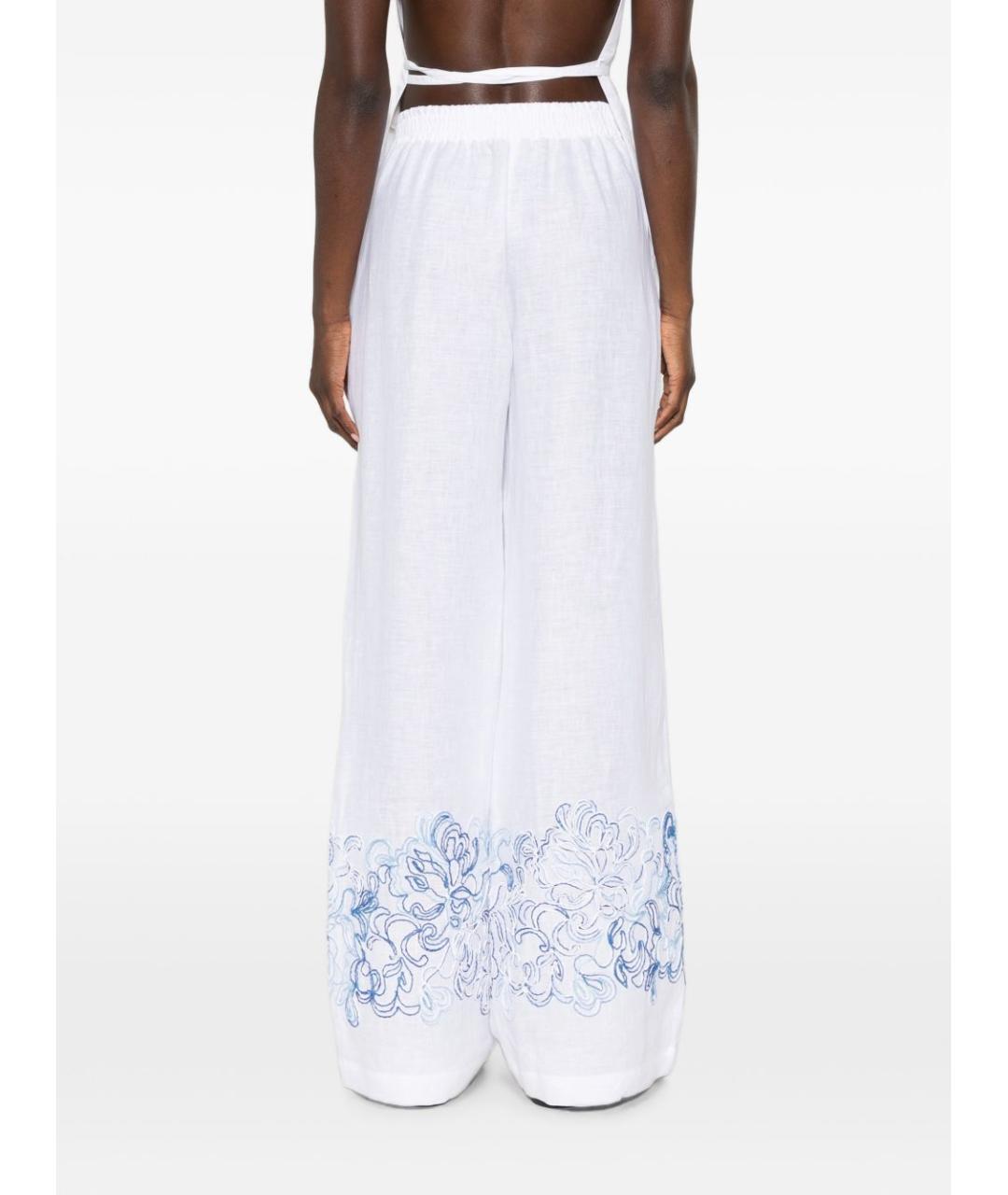 ERMANNO SCERVINO Белые льняные прямые брюки, фото 4