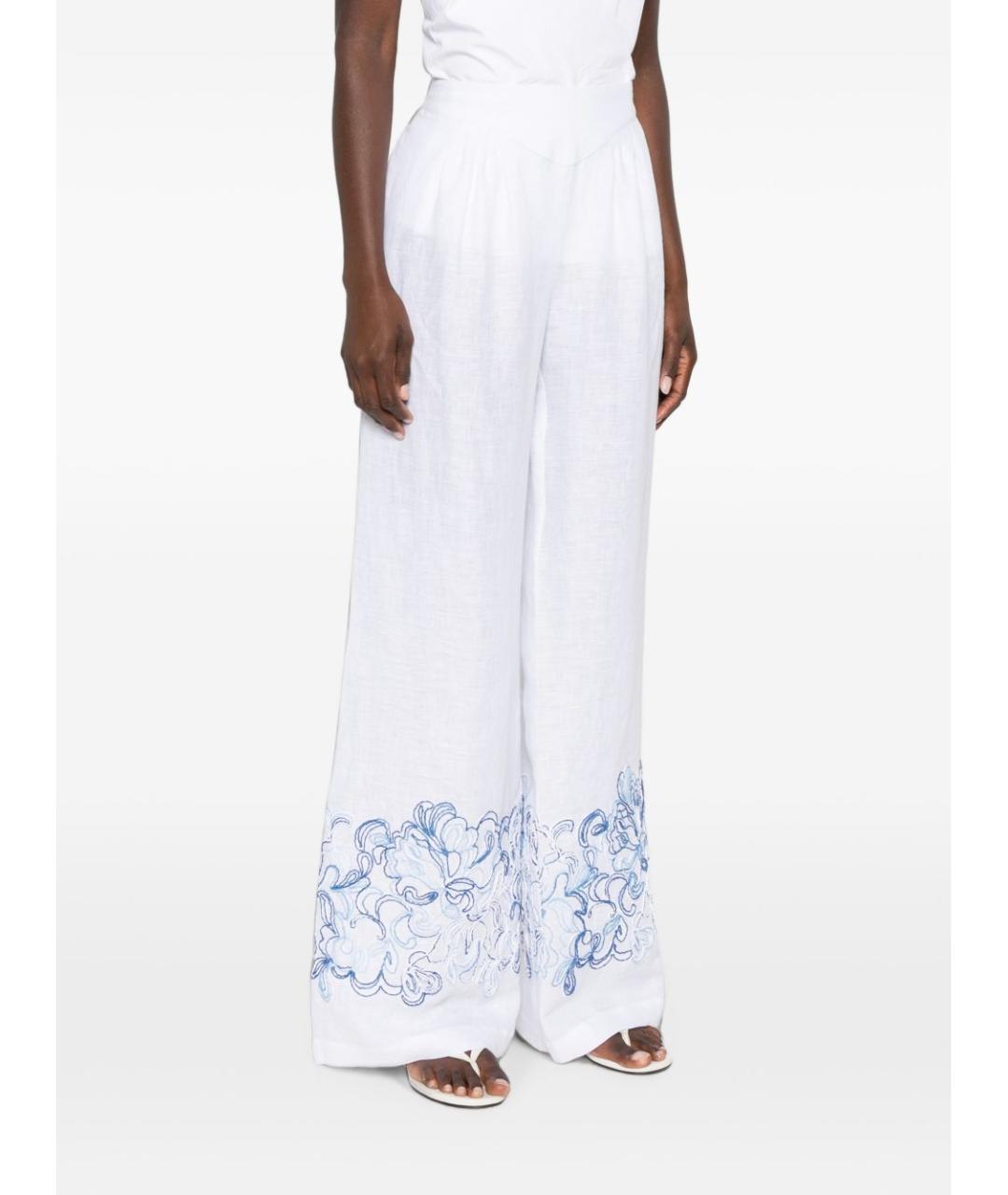 ERMANNO SCERVINO Белые льняные прямые брюки, фото 2