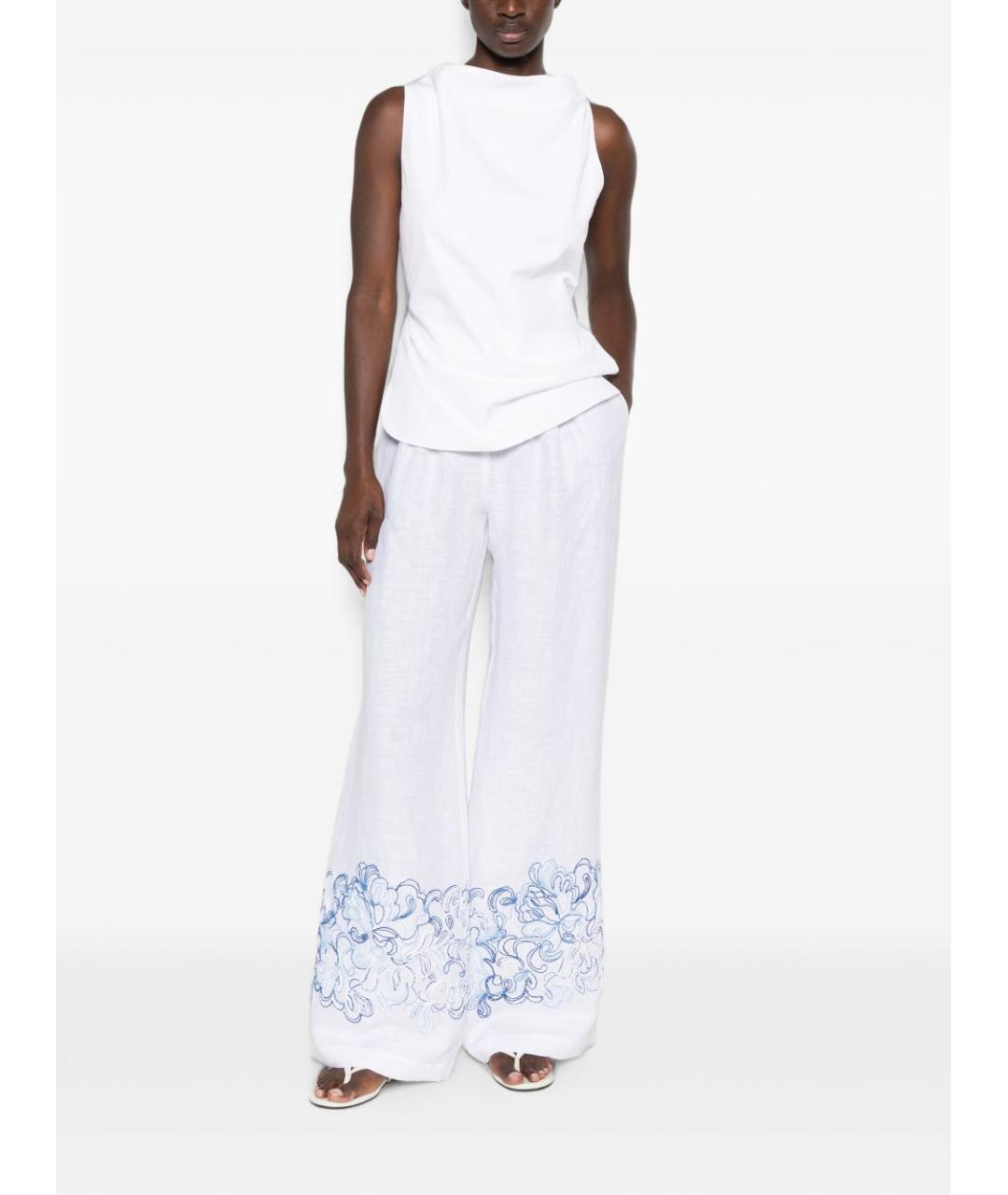ERMANNO SCERVINO Белые льняные прямые брюки, фото 5