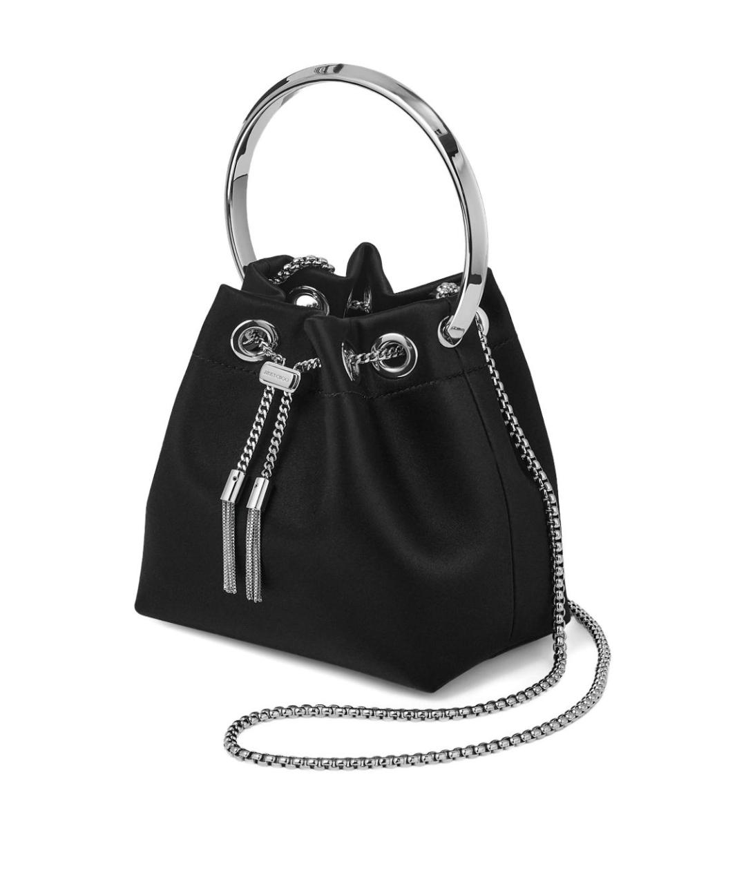 JIMMY CHOO Черная тканевая сумка с короткими ручками, фото 2