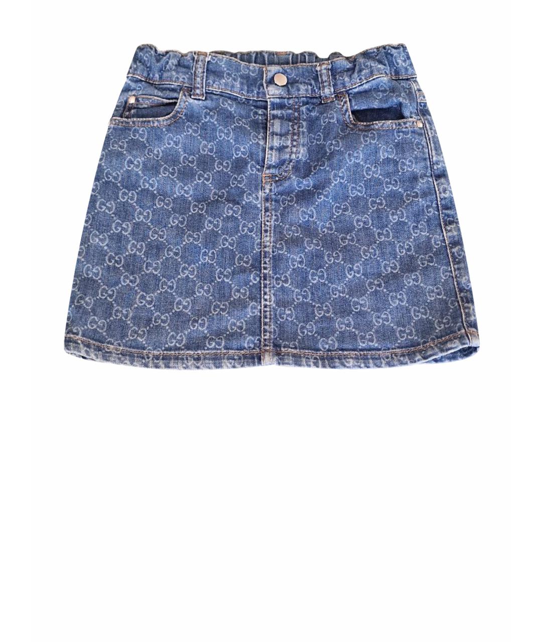 GUCCI Синяя хлопковая юбка, фото 1