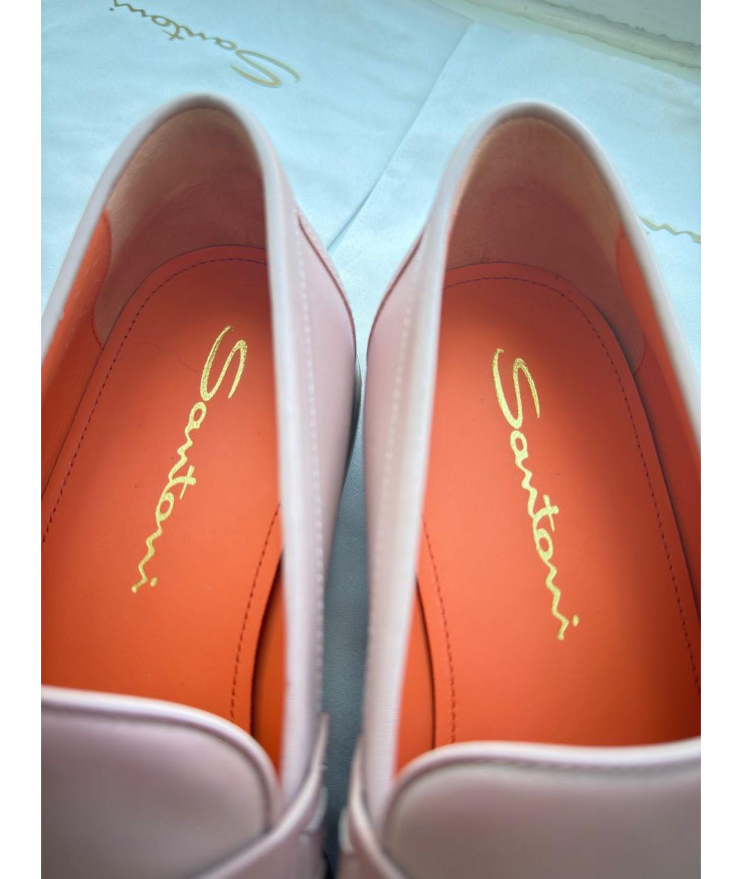 SANTONI Розовые кожаные лоферы, фото 4