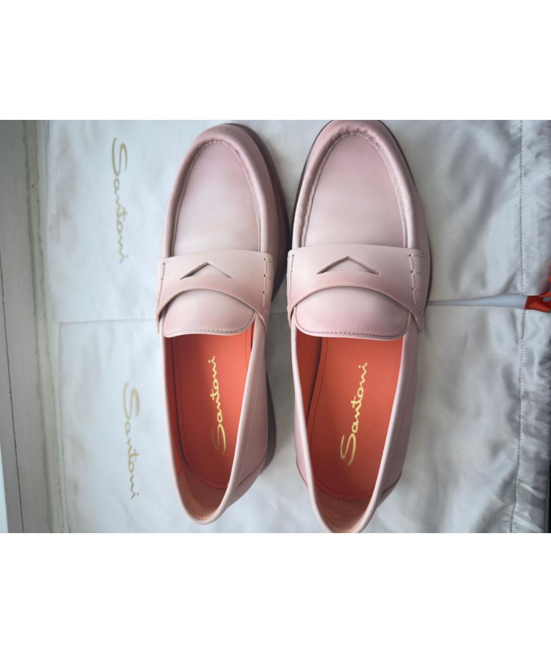 SANTONI Розовые кожаные лоферы, фото 3