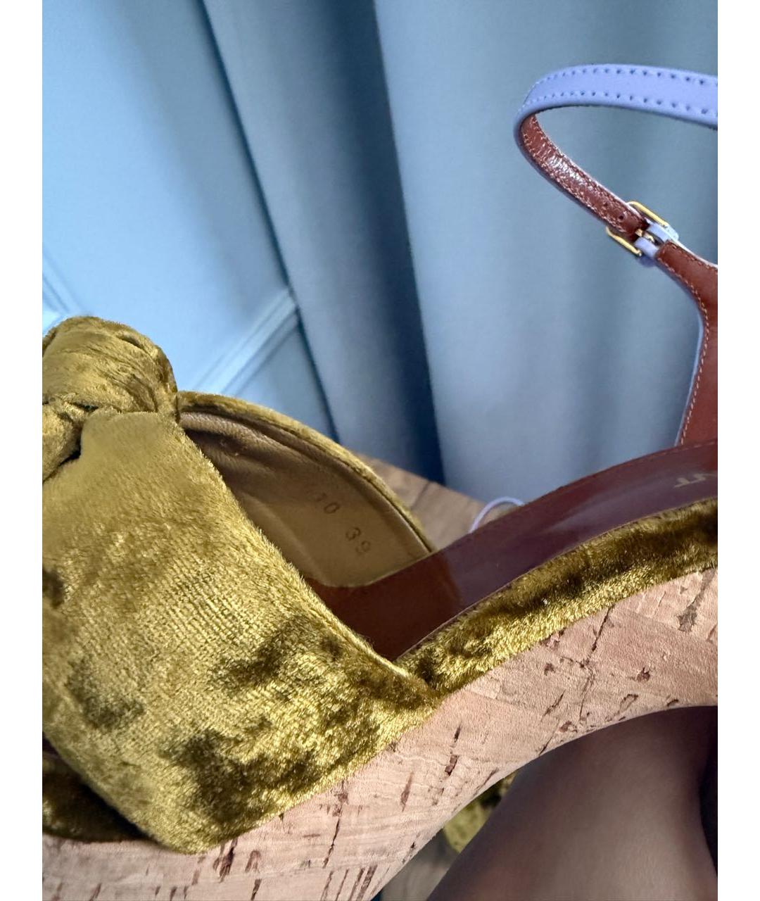 SAINT LAURENT Мульти бархатные босоножки, фото 8