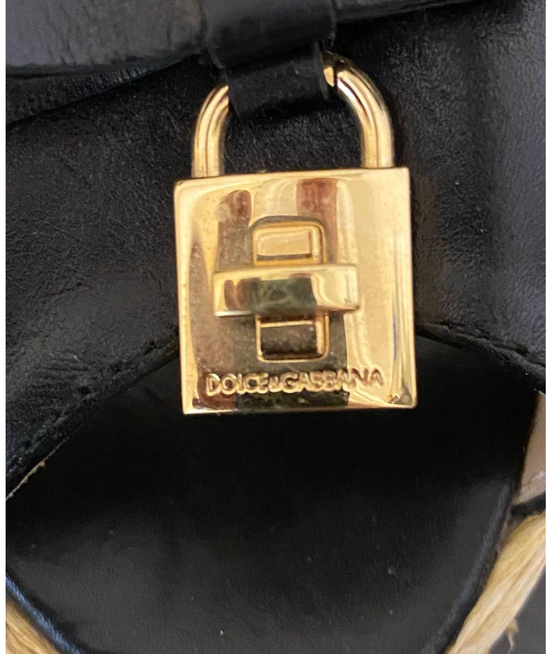 DOLCE&GABBANA Черные кожаные босоножки, фото 5