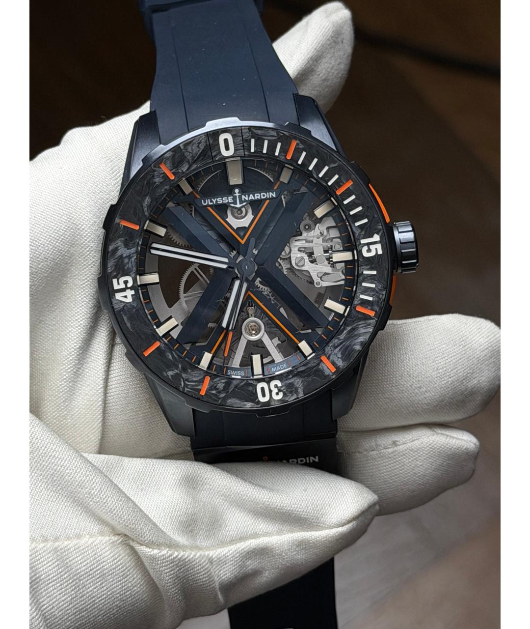 Ulysse Nardin Темно-синие титановые часы, фото 2