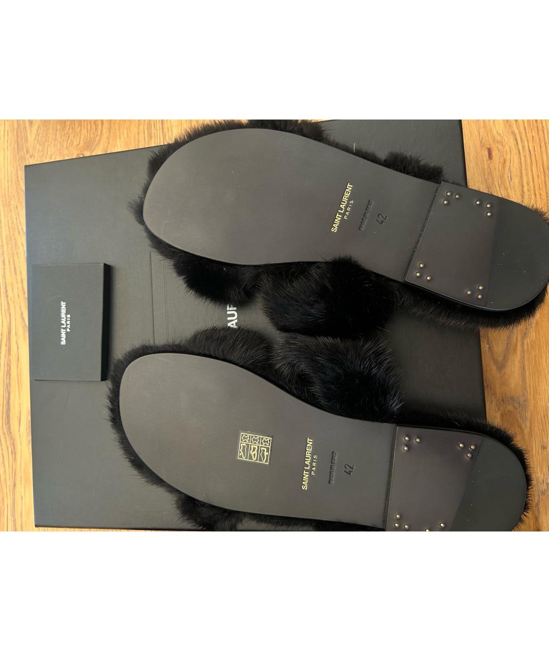 SAINT LAURENT Черные шлепанцы, фото 4