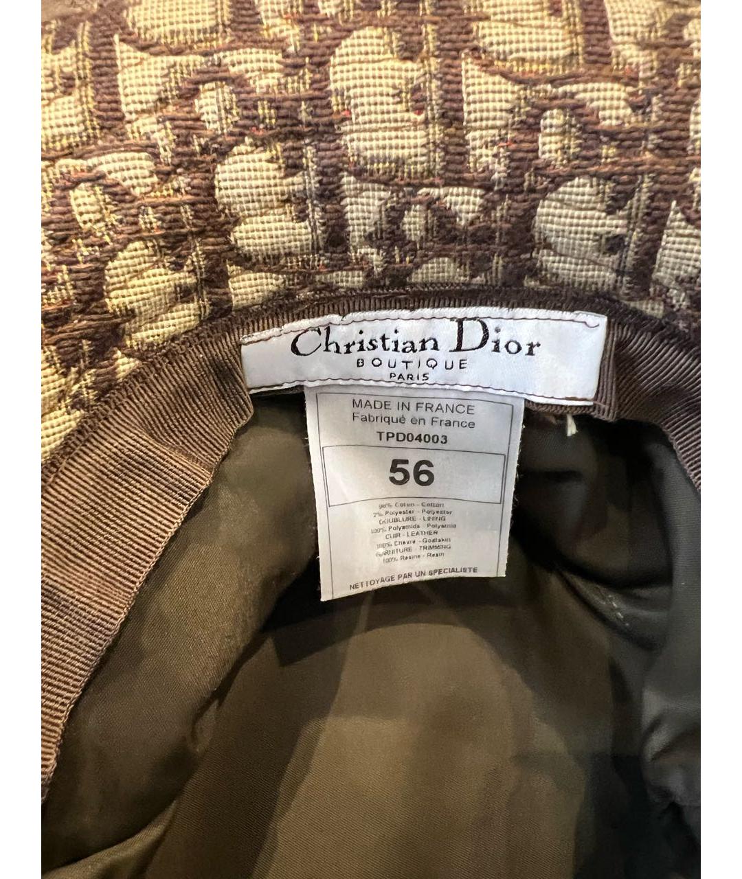 CHRISTIAN DIOR Коричневая хлопковая панама, фото 3