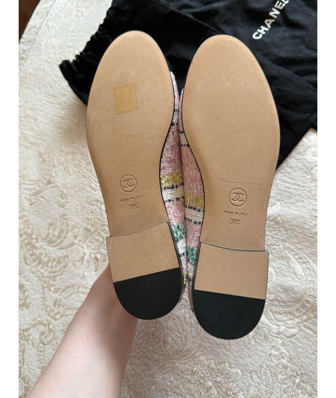 CHANEL Розовые текстильные балетки, фото 3