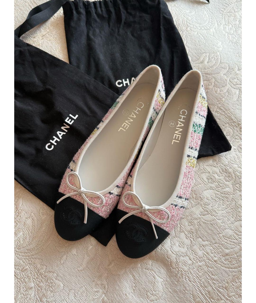 CHANEL Розовые текстильные балетки, фото 2