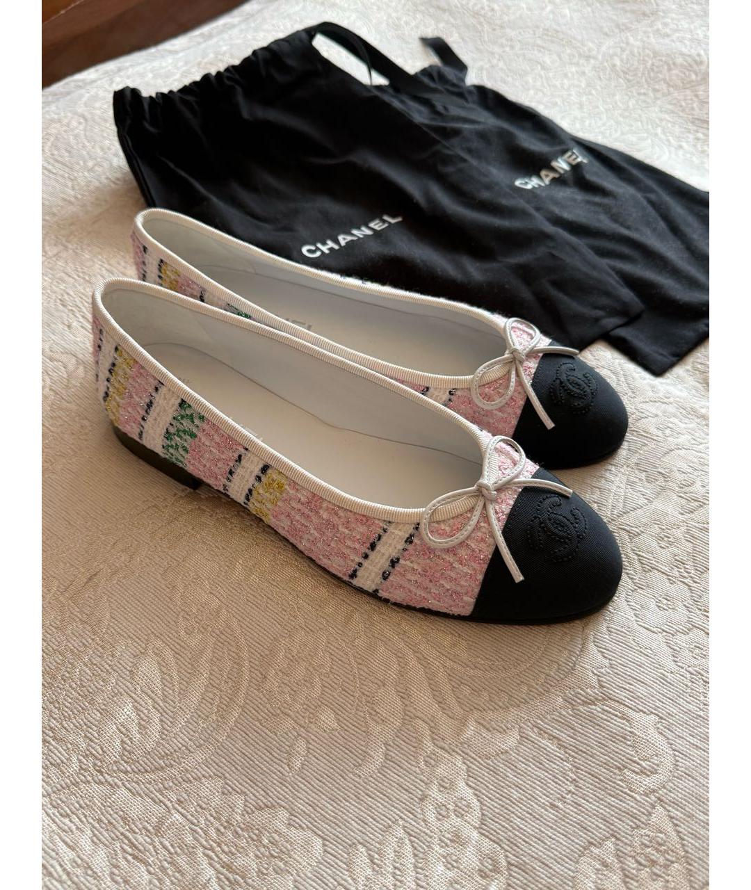 CHANEL Розовые текстильные балетки, фото 4
