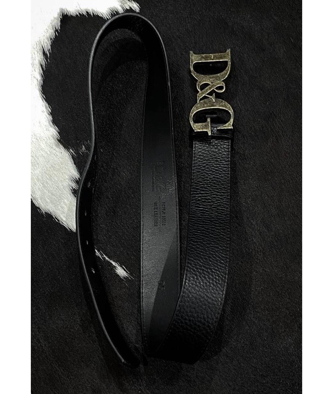 DOLCE&GABBANA Черный кожаный ремень, фото 3