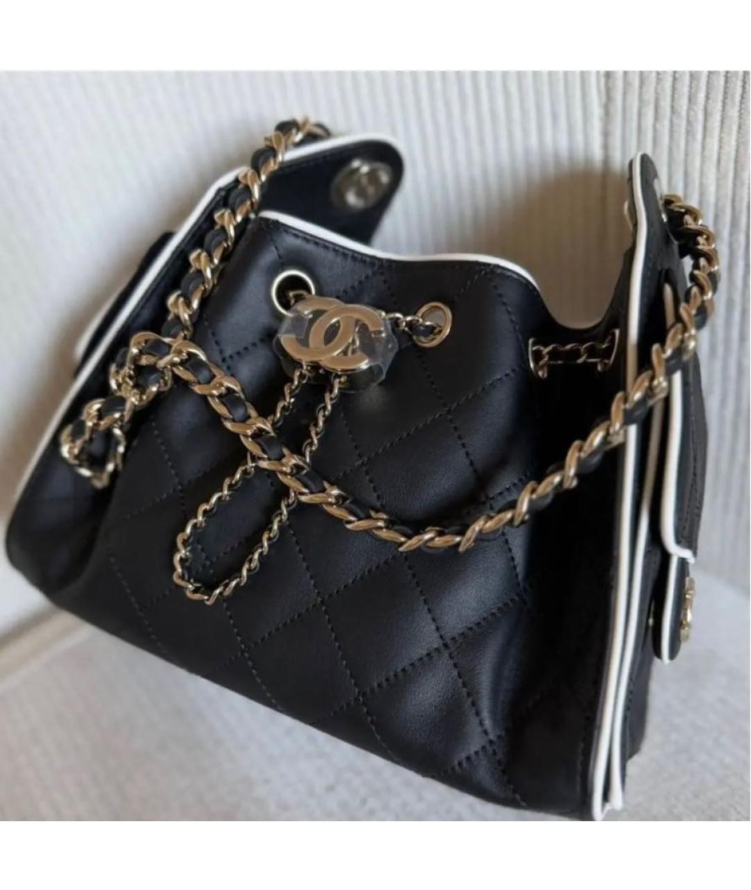 CHANEL Черная кожаная сумка через плечо, фото 4