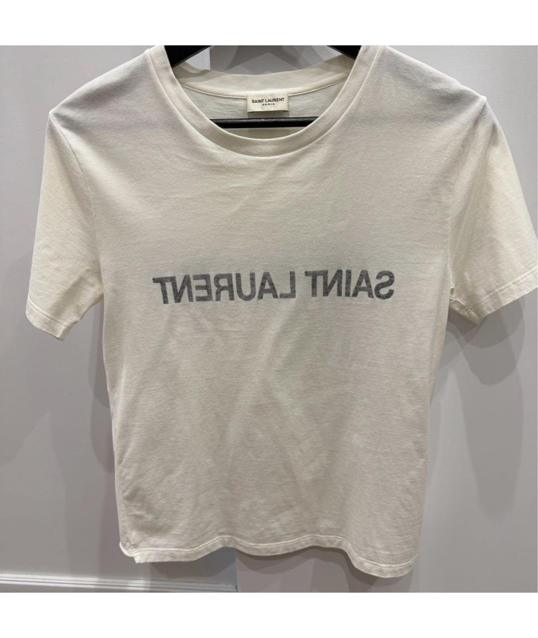 SAINT LAURENT Белая хлопковая футболка, фото 3