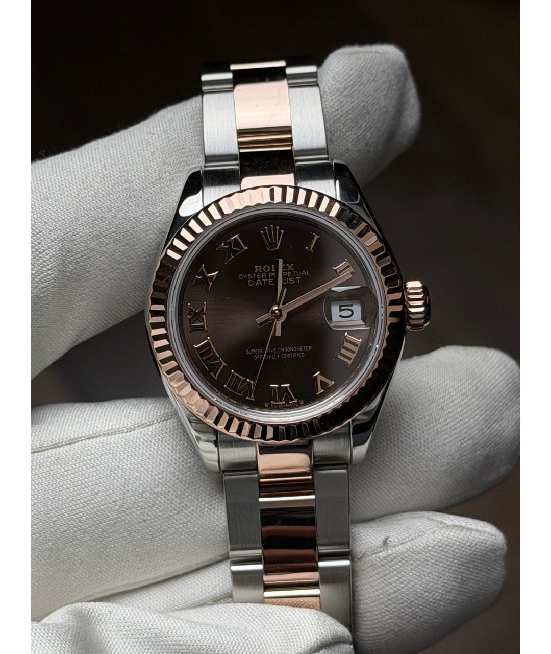 ROLEX Коричневые часы из розового золота, фото 3