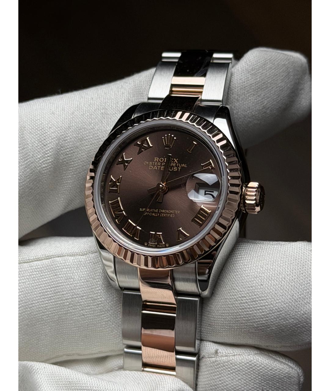 ROLEX Коричневые часы из розового золота, фото 4