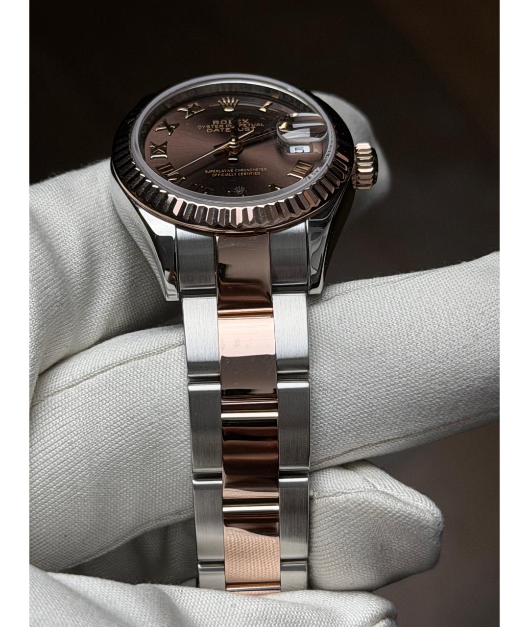 ROLEX Коричневые часы из розового золота, фото 7