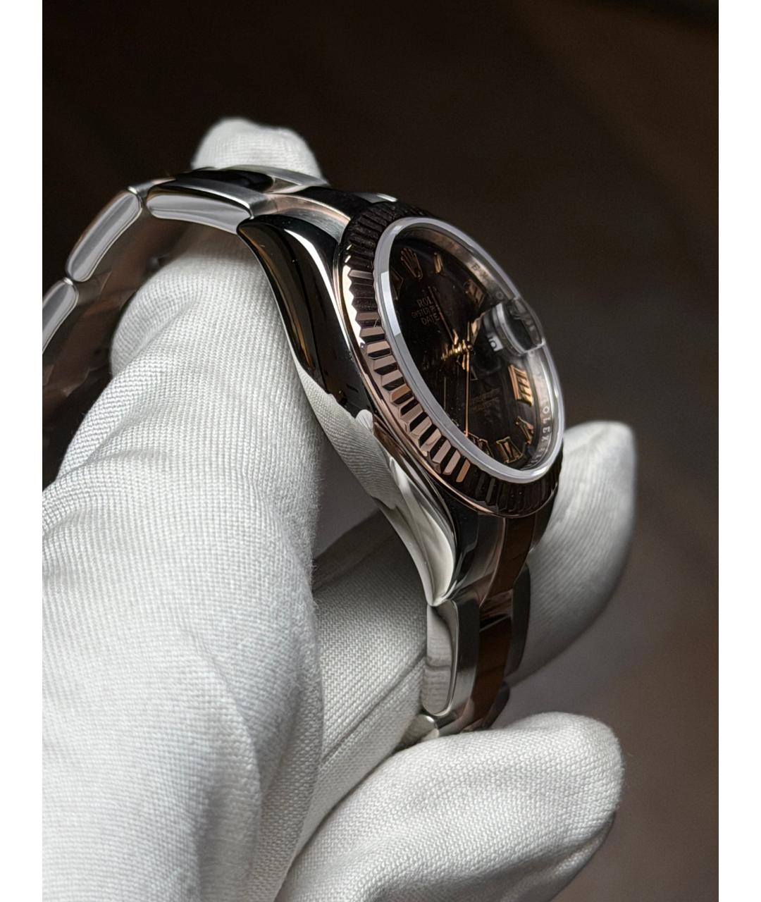 ROLEX Коричневые часы из розового золота, фото 6