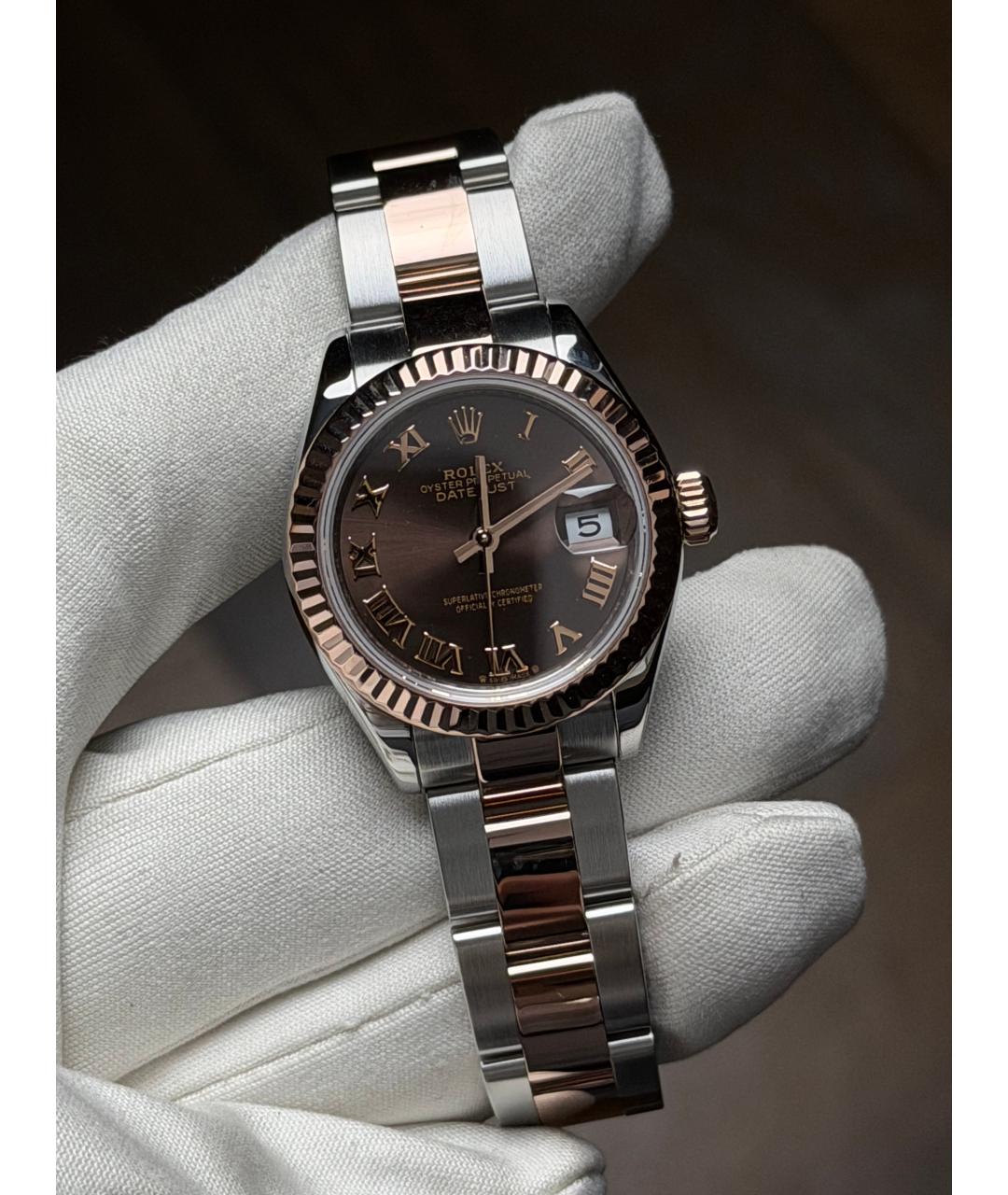 ROLEX Коричневые часы из розового золота, фото 2