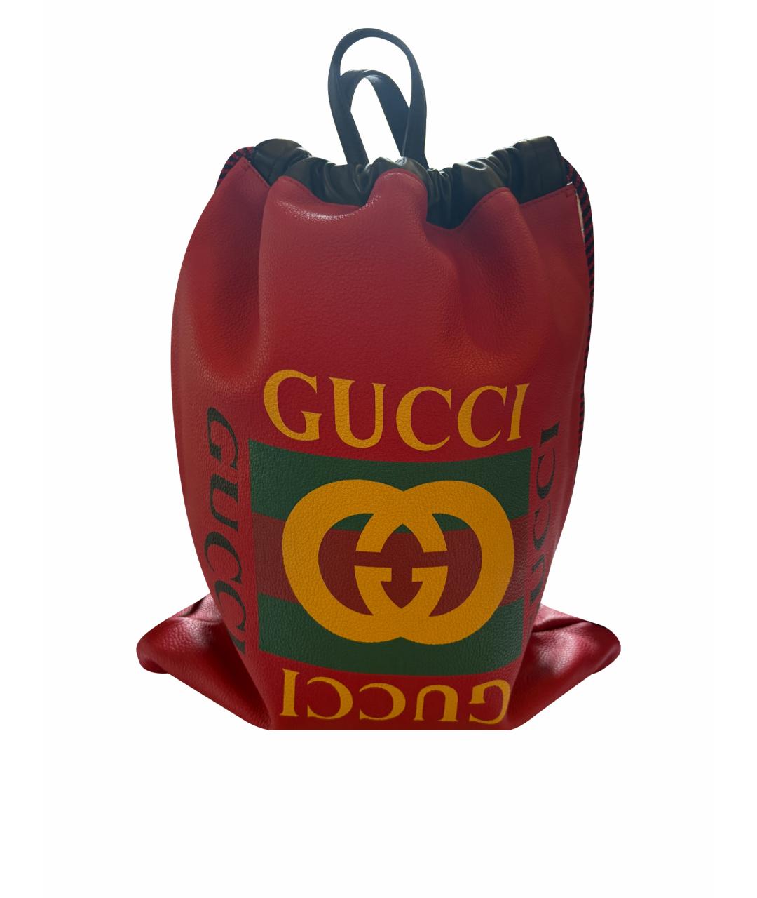 GUCCI Красный кожаный рюкзак, фото 1