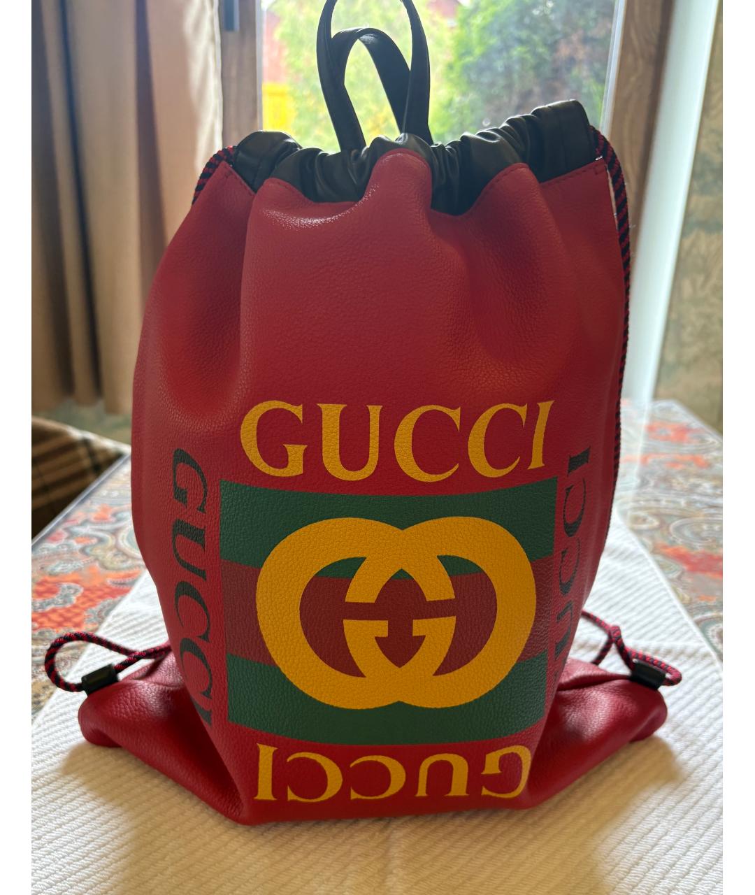 GUCCI Красный кожаный рюкзак, фото 8