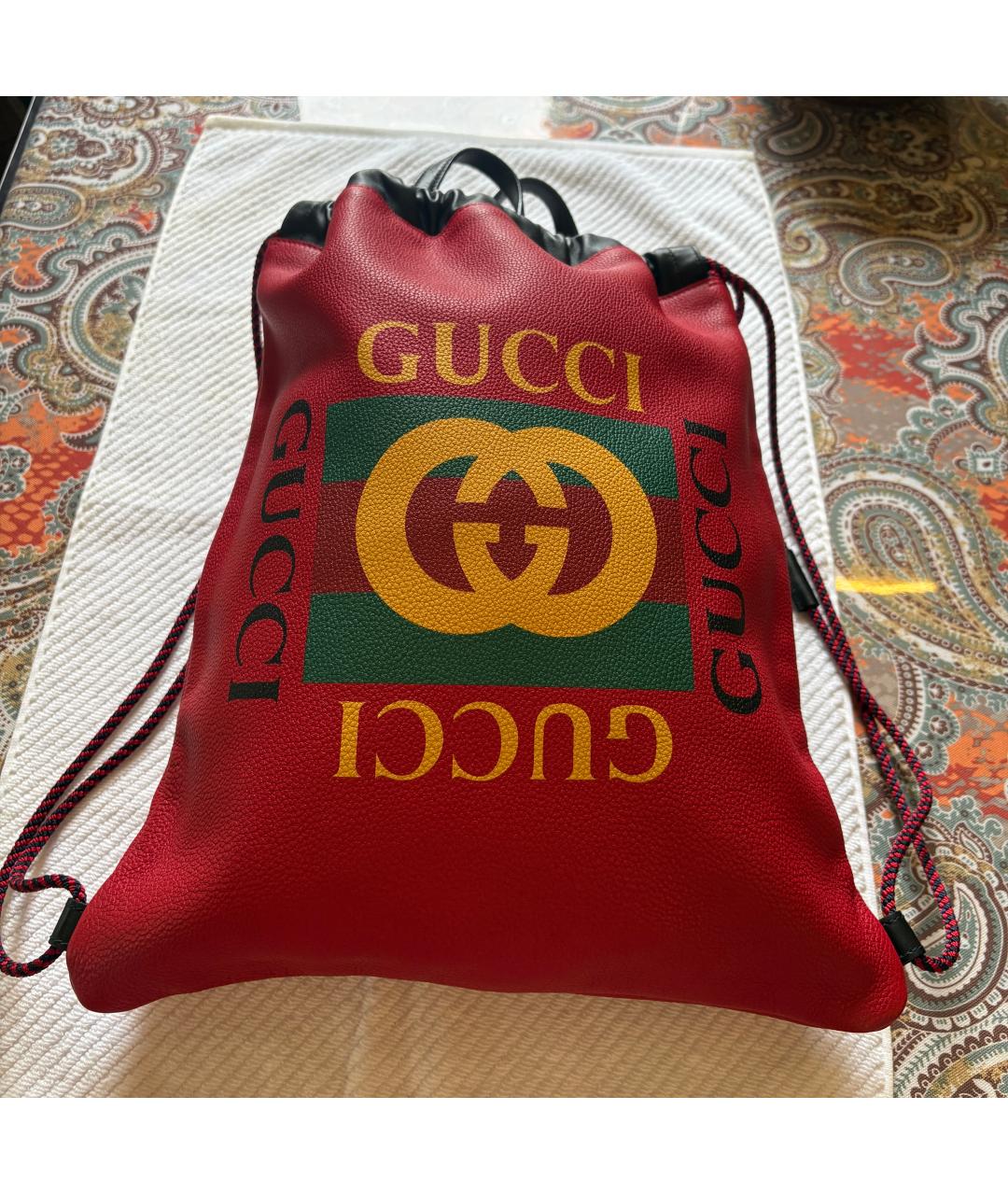 GUCCI Красный кожаный рюкзак, фото 7